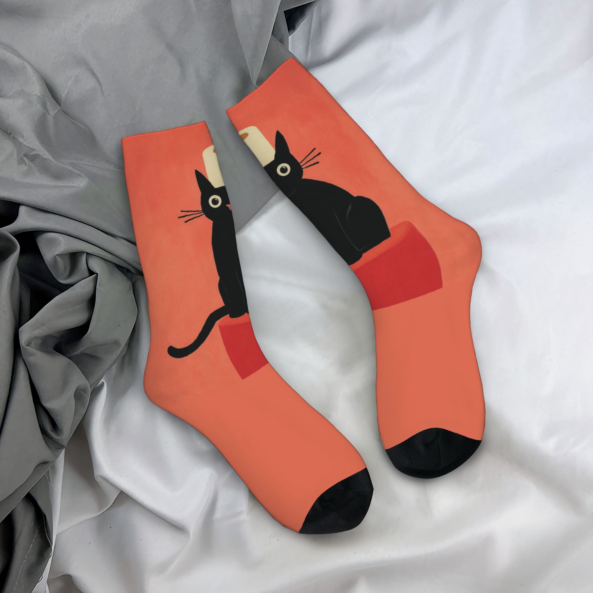Dress Sock Men - جوارب مخصصة بتصميم قطة سوداء مع