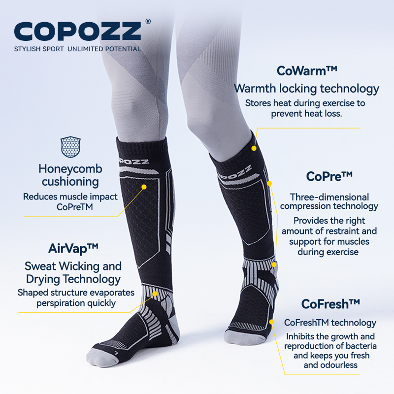 COPOZZ جديد الشتاء التزلج الجو - مراجعة Thermal Sock Winter وسعره