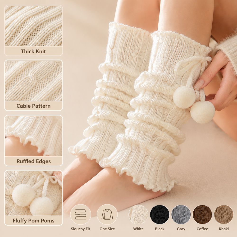 دفايات أرجل محبوكة بحواف مكشكش - مراجعة Boot Sock Slouchy وسعره
